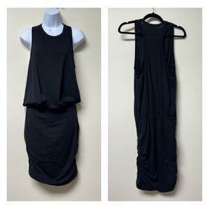 NWT SUNDRY CLOTHING Black Sleeveless Ruched Skirt Tee Dress, Sz 2 (M 8-10)